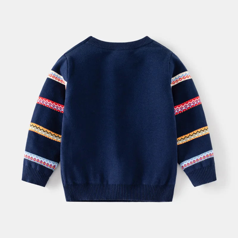 Kids Sweater Long Sleeved Cartoon Print Casual Loose Pullover Knitwear Baby Girl Boy Sweater Christmas Children Clothes