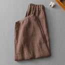 Linen Pants Plaid Loose Casual Trousers Women Clothing Bloomers Lantern Baggy Pants