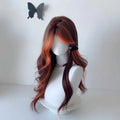 Wig for Women Highlights Red Brown Long Curly Hair Red Fox Gradient Layer Sense Waves Headband