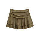 Women Tiered Ruffle Skirt - High-Low Hem Flowy Layered Mini Skirt Spring Summer