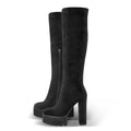 Black knee-high platform boots on a white background, Obroi