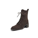 Obroi Brown suede boot with lace-up design on a white background
