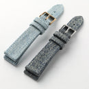 Vintage Denim Watch Strap, Soft Blue Gray Quick Release Band, 18–22mm