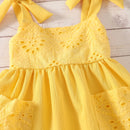 Toddler Kid Girls Dress Vintage Hollow Out Bow Ruffle Dresses For Girls Summer Children Holiday Clothing