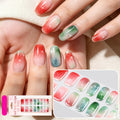 16Tips Shimmer Gradient Marble Gel Nail Wraps No-Bake Semi-Cured Glossy Nail Stickers Full Cover Adhesive Stickers for Nails Art