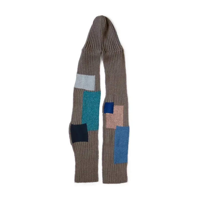 Casual Neckerchief Autumn and Winter Warm Two in One Patch Knitted Cold Hat Scarf