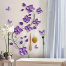 Purple Flowers Butterfly Bedroom Porch Bedside Home Wall Decoration Wall Stickers Self-adhesive Room Decoration