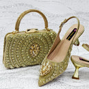 Women Shoes Heels and Bags Rhinestone Chain Ladies Wedding Party Elegant