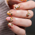 24PCS Pink Press on Nails Almond Nails with Tiny Pink Rose Floral Details Sweet Romantic Nail Art for Women Daily