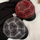 Women's Plaid Octagonal Hat British Retro Casual Beret Autumn And Winter Travel Hats