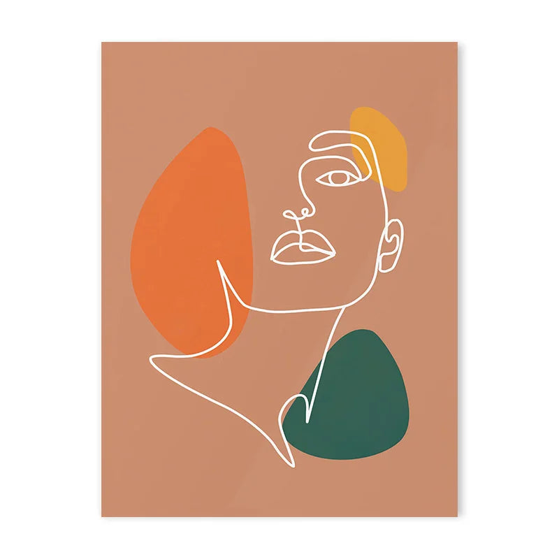 Minimalist Bohemian Poster Orange Palm Leaf Sun Mountain Wall Art