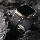 Handmade Head Layer Leather Strap For Apple Watch Thickened Black Vintage Bracelet