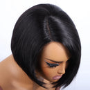Clearance Black Short Straight Bob Right Side Part Lace Human Hair Wigs For Women Hair Wigs