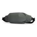 Gray waist bag with a black strap on a white background, Obroi