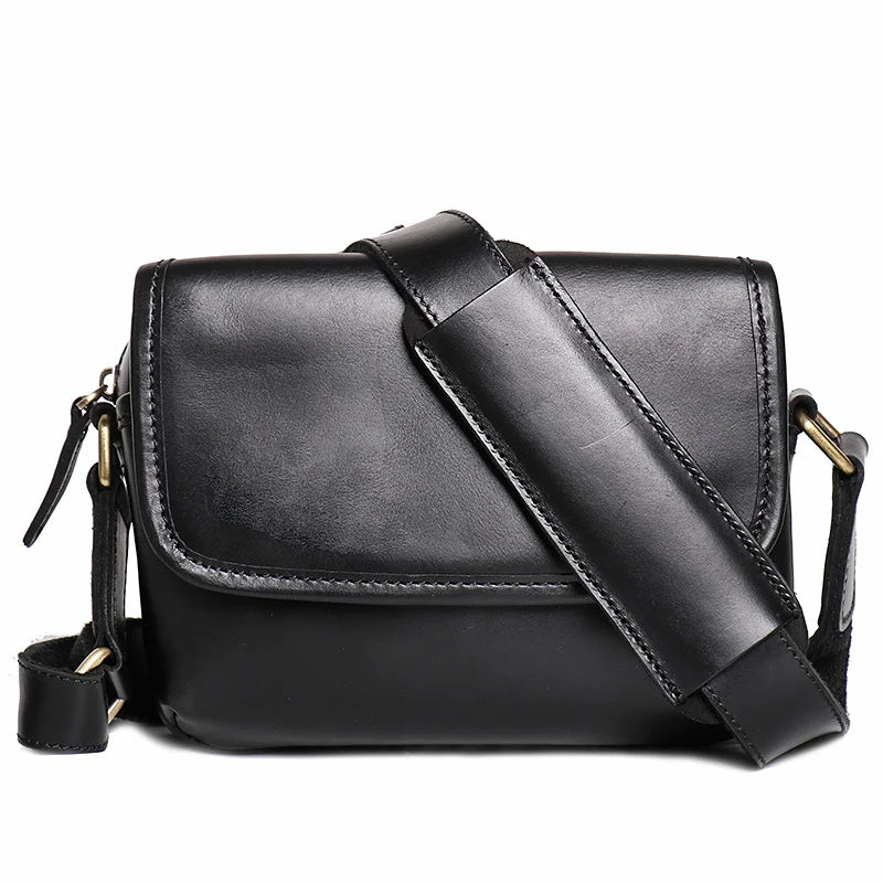 Leather Retro Men Bag Genuine Shoulder Bag Crossbody Bag iPad Small Square Bag