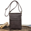 Retro Flip Black Small Shoulder Bag for Men Genuine Leather Sling Crossbody Bags Minority Design Man Simple