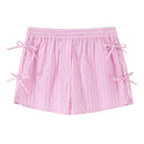 Women Striped Pleated Lace Up Mini Shorts Female Chic Lady Shorts