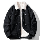 Corduroy Jacket Men Winter Fleece Jacket Coats Casual Solid Cargo Jackets Corduroy Coats Male
