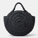 Straw Women Handbags Round Corn Husk Woven Hand Bags Handmade Summer Beach Bag Tote Purses