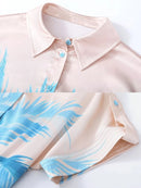 Summer Autumn Holiday Leaves Midi Dress Shirt Womendress