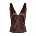 Summer Women's Tank Tops Casual Satin Slim Fit Tie Shoulder Vest
