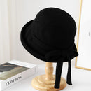 Bucket Hat Women Autumn Winter Breathable With Bowknot Knitted Cap Female Sunscreen Bob
