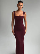 Sleeveless Maxi Dress For Woman Spring Summer Bodycon Club Party Long Dress
