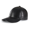 Black textured leather baseball cap on a white background, Obroi