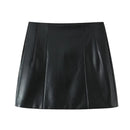 Women Black Back Zipper A-Line Mini Skirt Female Chic Lady Skirts