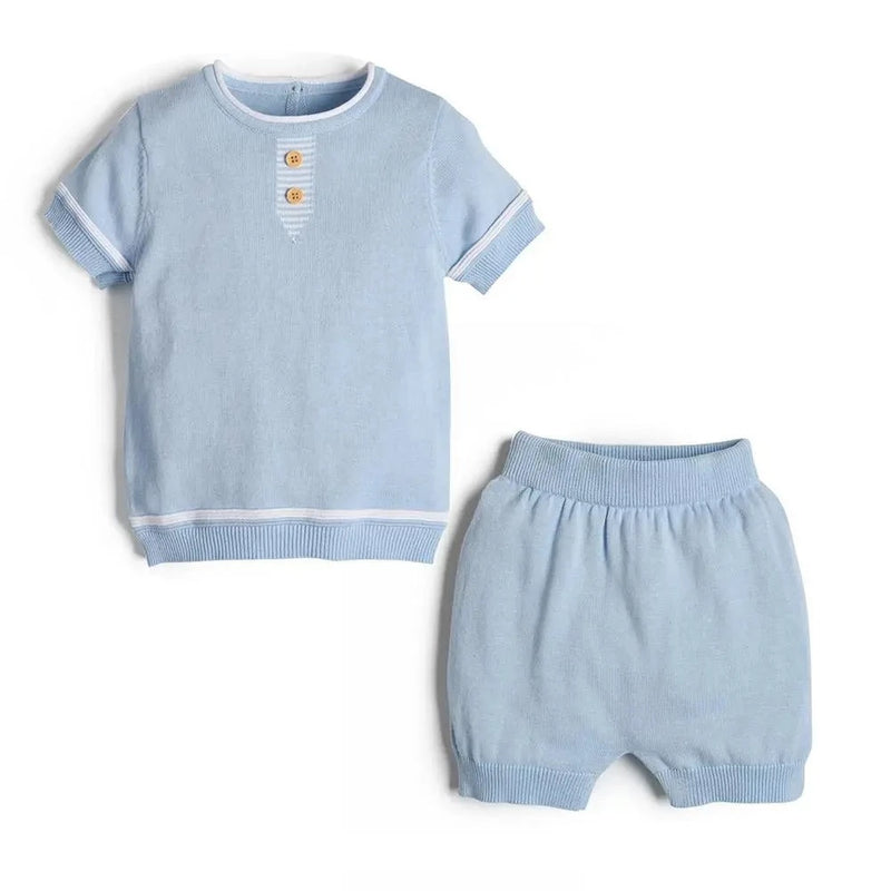 Baby Boys Clothing Autumn Kids Blue Knitted Sweater Shirt Short Pants Children Pullover & Shorts Infant Knitwear