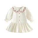 Toddler Kids Girls Fall Shirt Dress Bow Pattern Dress