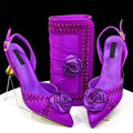 Elegant Sliver Sandals for Simple And Versatile Exquisite Party Shoes And Bag Set