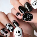 24pcs Halloween False Nails Black Square Nail Art Full Cover Glitter Fake Nails Press On Nails Tips