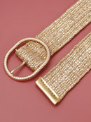 Spring Straw Woven Elastic Stretch Waist Belt Boho Dress Braided Belts for Women