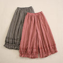 Girl Plaid Wide Leg Pants Women Spring Summer Casual Loose Cropped Pants