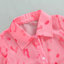 Toddler Kids Girls Outfits Leopard Long Sleeve Shirts Thin Coat + White Sling Vests + Elastic Waist Shorts Set