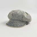 Autumn Washed Denim Hat for Women Retro Beret