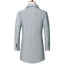Men's Winter Suit Collar Mid-length Tweed Coat Business Casual Striped Tweed Coat