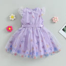 Kids Clothing Toddler Girl Summer Dress Casual Fly Sleeve Butterfly Mesh Tulle Dress Children A-Line Dress with Belt