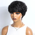 Black wig on a mannequin head with a white background, Obroi