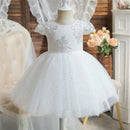 Champagne Bow Dress for Baby Girl Flower Lace Princess Prom Gown Tulle Tutu Birthday Formal Dress