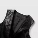 Genuine Leather Waistcoat Fall Winter Retro Single Breasted Vest Jacket For Women