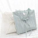 Sweet Cotton Women Blouse and Shirts Ruffles Bow Solid Student Girls Female Bottoming Shirts Outwear Tops