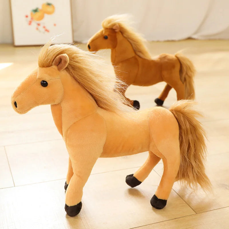 Simulation Horses Plush Toy Stuffed Soft Animal Dolls Real Life Horse Pillow for Children Kids Creative Birthday Decor Gifts