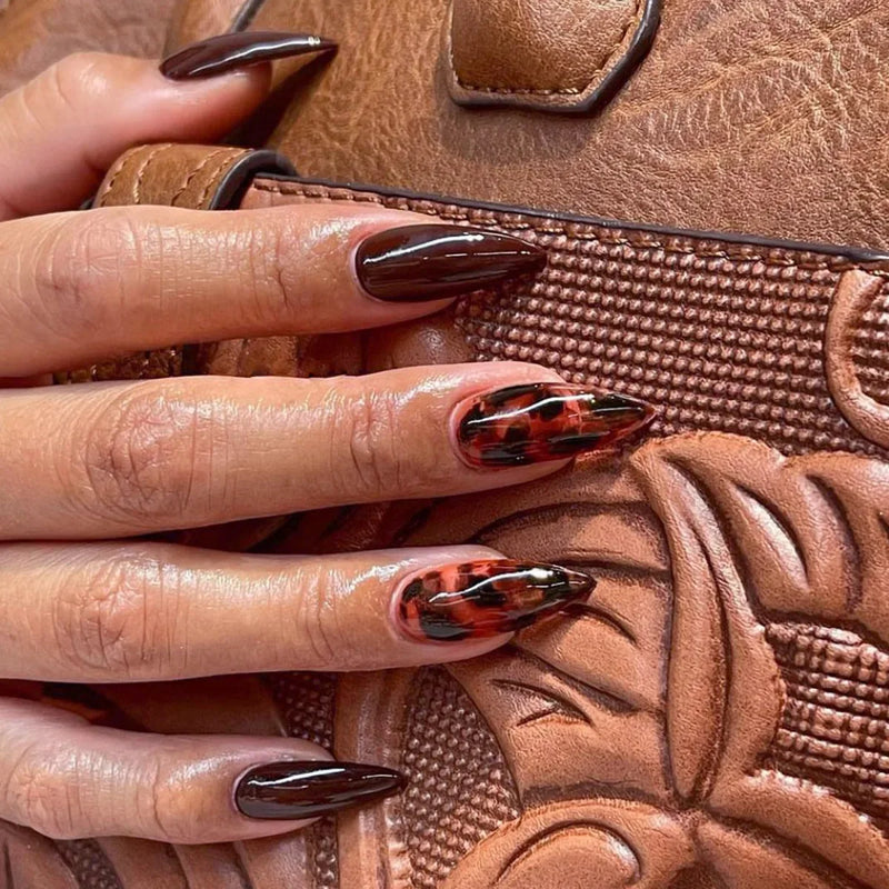 Simple French Wearable False Nails Almond Stripes Design Manicure Fake Nails Line Full Cover Press On Nail