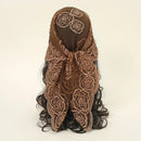 Embroidery Floral Headband Net Breathable Through Headscarf