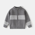Autumn Baby Boys Knitted Sweater Stripes Mock Neck Zipper Cardigan Coat 3-7Yrs Children's Clothing