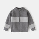 Autumn Baby Boys Knitted Sweater Stripes Mock Neck Zipper Cardigan Coat 3-7Yrs Children's Clothing