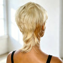 Pixie Cut Human Hair Wig Blonde Mullet Wig Swallowtail Breathable For Women Family Party Daily Use