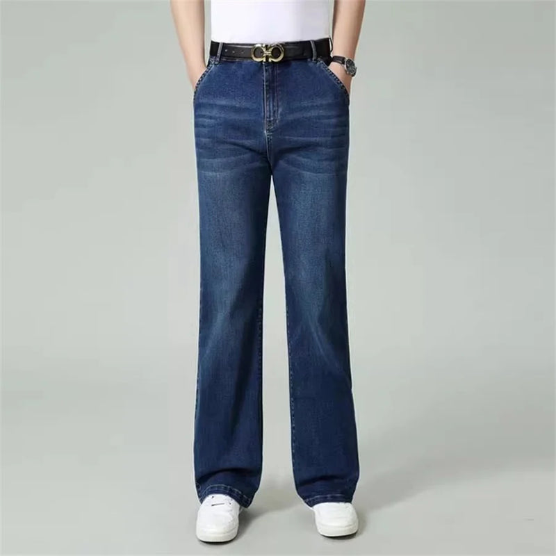 Men's Straight Leg Jeans High Waisted Thin Loose Casual Pants